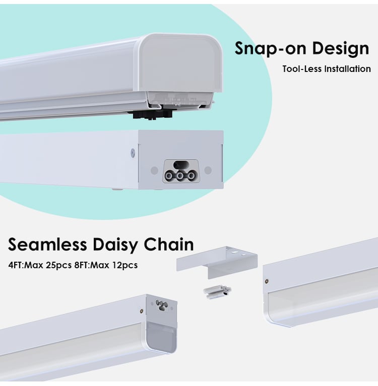 Intelligent Sensor 4ft 8ft Linkable Led Strip Hanging Tubes Lamp Aluminum Industrial Hanging Linear Batten Light manufacture