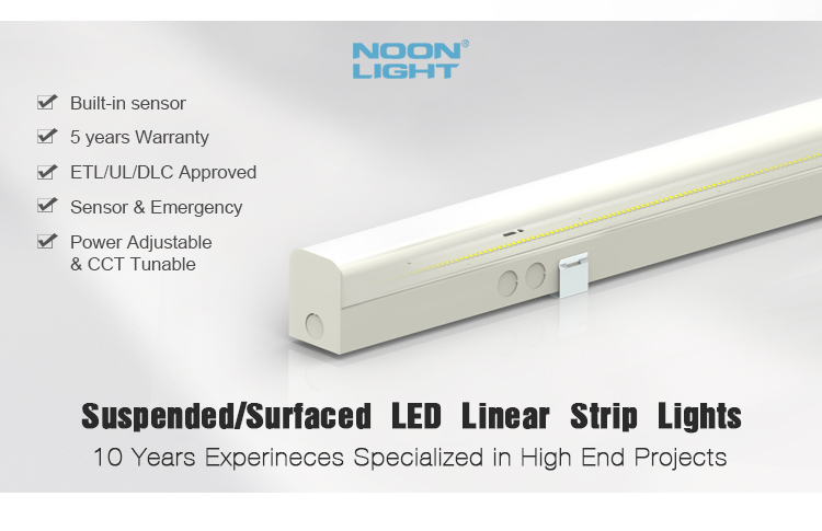 OEM/ODM DLC ETL Listed Lamp Linkable Indoor Led Linear Ceiling Strip Fixture 4FT/8FT Linear Pendant Light supplier