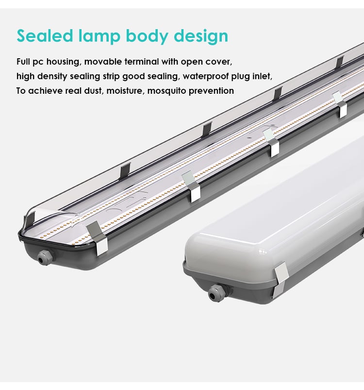 Industrial Warehouse Workshop Dimming Vapor Tri Proof Light Waterproof Ip65 4ft 8ft Pc Housing Led Tri-Proof Light details