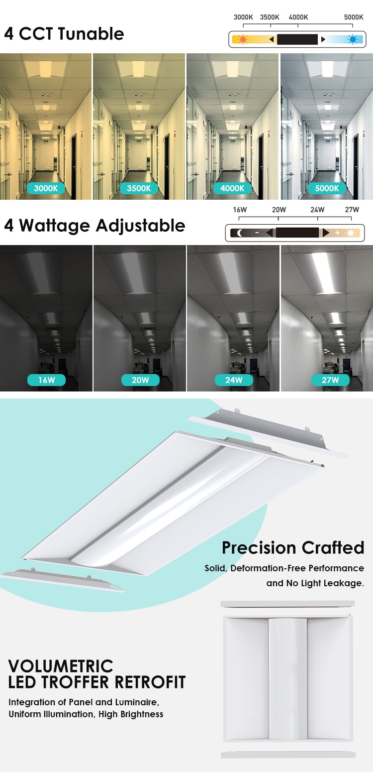 High Quality Smd Indoor Retrofit Kit 16w 20w 24w 25w 26w 27w 30w 34w 36w 40w 45w 50w Commercial Led Troffer Lamp manufacture