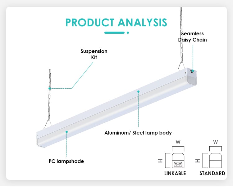 Intelligent Sensor 4ft 8ft Linkable Led Strip Hanging Tubes Lamp Aluminum Industrial Hanging Linear Batten Light manufacture