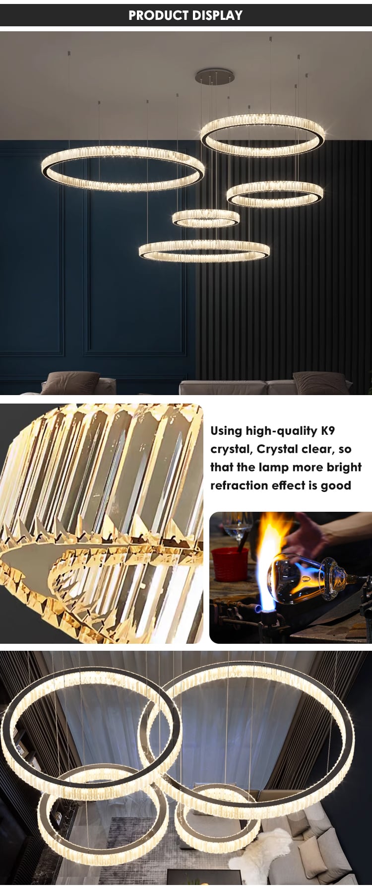 Living Room Morden Simple Atmosphere Creative Bedroom Ring New Restaurant Chandelier factory