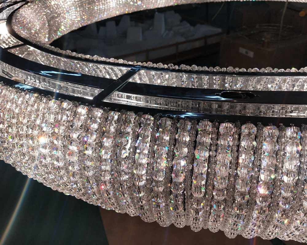 Modern Hotel Weeding Lighting Fixture Ring Crystal Pendant Light K9 Crystal Chandelier Lighting factory