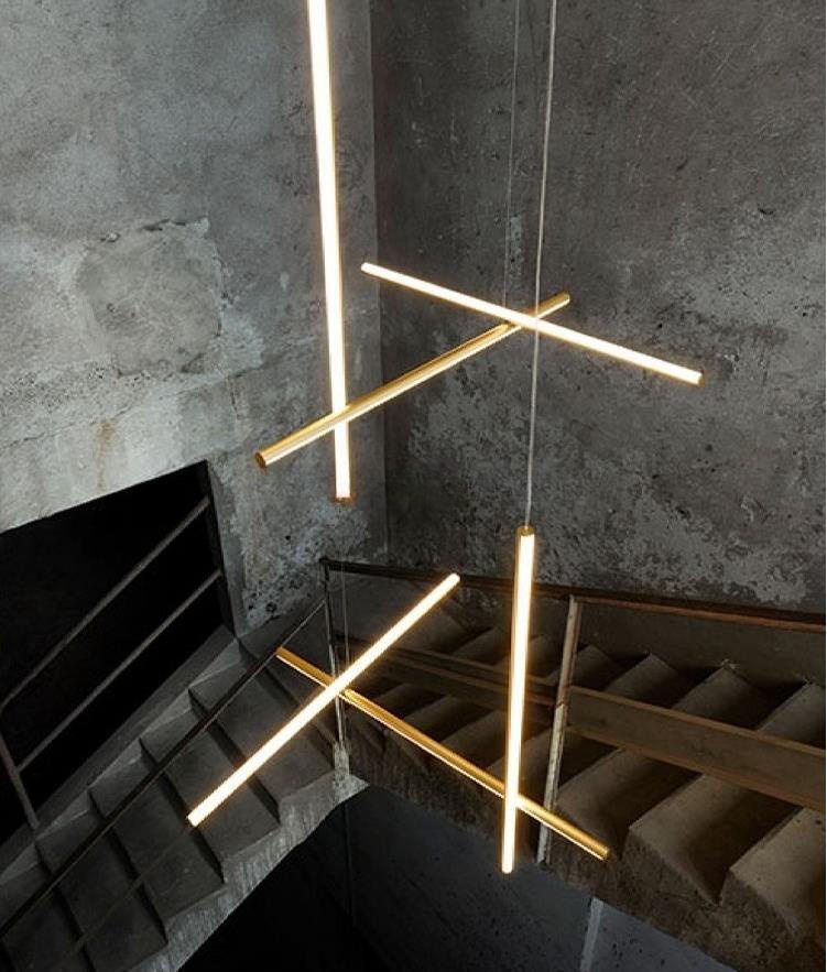 Crossed Aluminum Pendant Light Modern Designer High Ceiling LED Hanging Lights For Living Room Villa factory