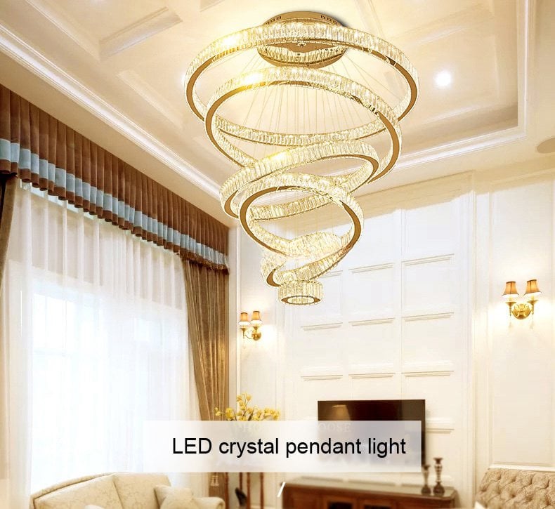 Modern Crystal Pendant Lights Round Ring LED Chandelier Hanging Lights Home Villa Staircase Chandeliers For Hotel Lobby Project details