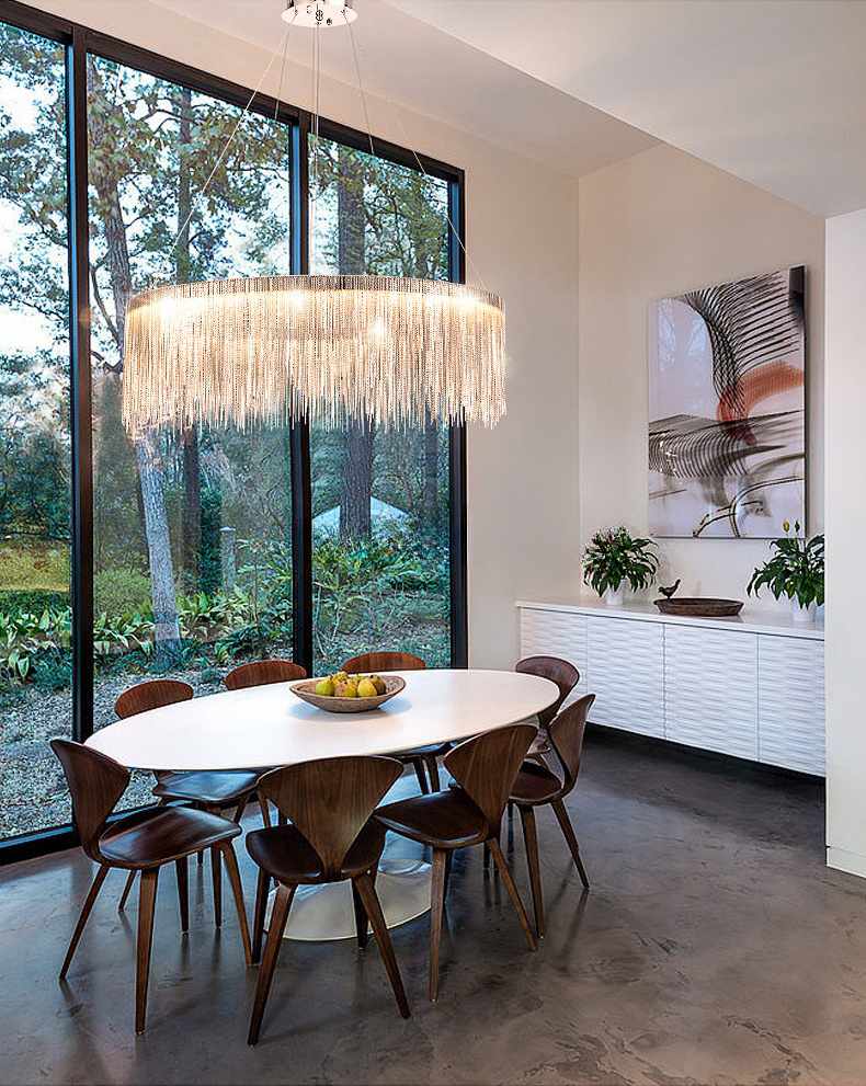 Hotel Project Iron Aluminum Chains Ring LED Chandeliers Pendant Light For Villa Living Room details