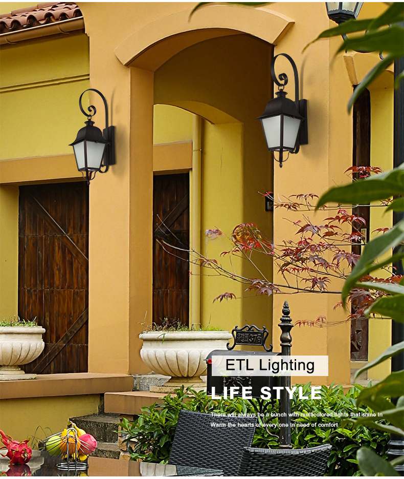 Hotel Villa Corridor LED Garden Wall Lamp Outdoor E27 Black Wall Sconce Light manufacture