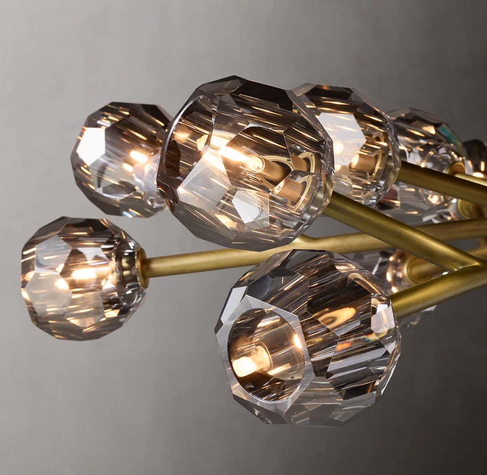 Villa Lobby Crystal Chandelier Antique Brass Pendant Hanging Lamp For Living Room factory