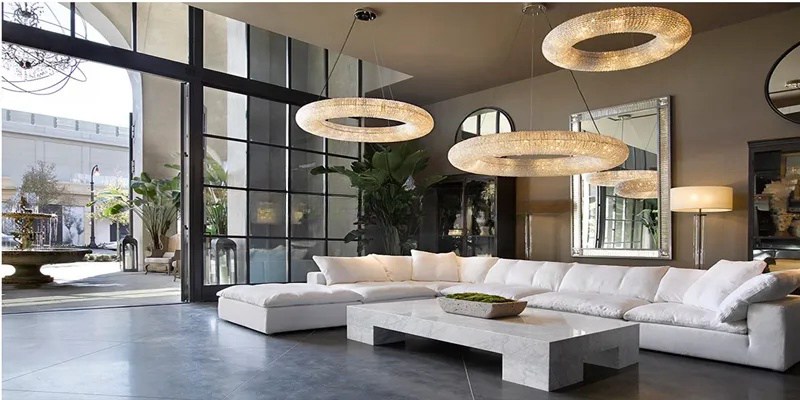 Modern Hotel Weeding Lighting Fixture Ring Crystal Pendant Light K9 Crystal Chandelier Lighting manufacture