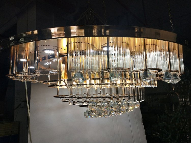 Luxury Large Gold Crystal Chandelier Ceiling Light For Hotel Villa Living Room manufacture