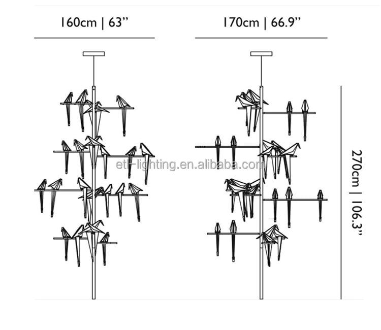 Modern Acrylic Bird Lampshade Pendant Chandelier Light Bird Fairy LED Pendant Lights For Restaurant factory