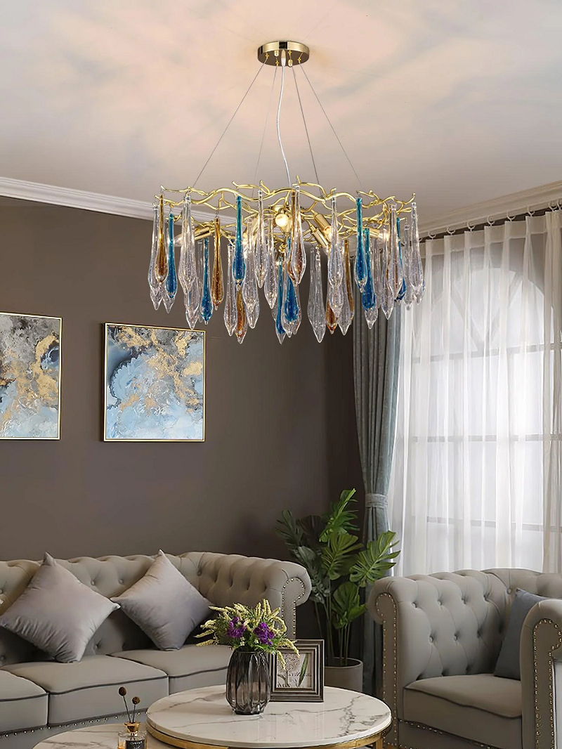 Nordic Stairs Indoor Loft Stained Glass Classical High Ceiling Chandeliers Pendants Light factory