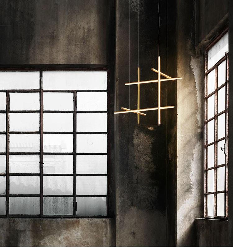 Crossed Aluminum Pendant Light Modern Designer High Ceiling LED Hanging Lights For Living Room Villa manufacture