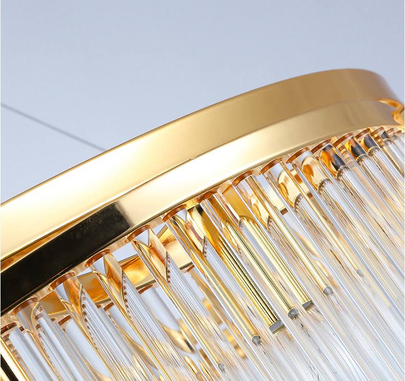 Modern Rectangular Gold Chrome Chandelier Glass LED Pendant Lights For Hotel Villa details