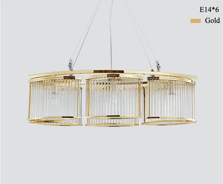 Modern Rectangular Gold Chrome Chandelier Glass LED Pendant Lights For Hotel Villa factory
