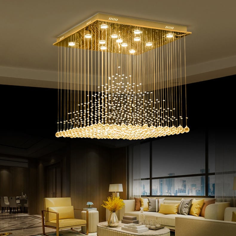 Gold Restaurant Decoration Hotel Wedding Ceiling Lamp Crystal Ball Pendant Light Crystal Chandelier details