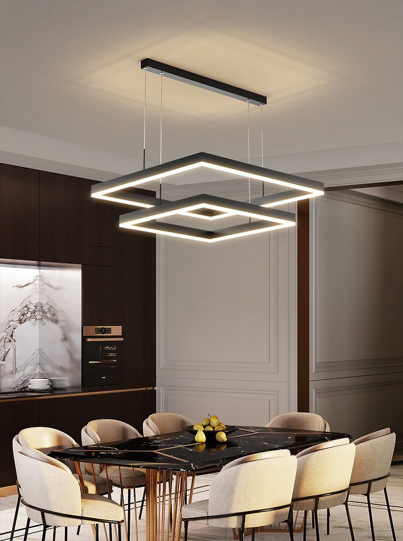 Ceiling Designer Suspended Curve Linear Acrylic Chandelier Modern Square LED Pendant Light details