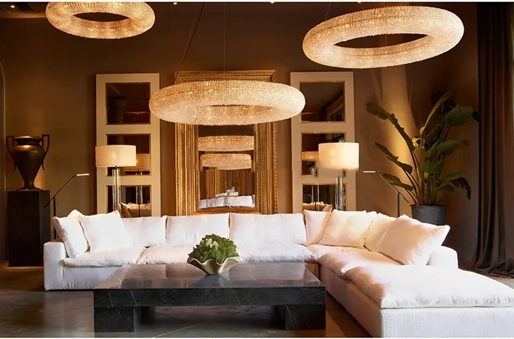 Modern Hotel Weeding Lighting Fixture Ring Crystal Pendant Light K9 Crystal Chandelier Lighting factory