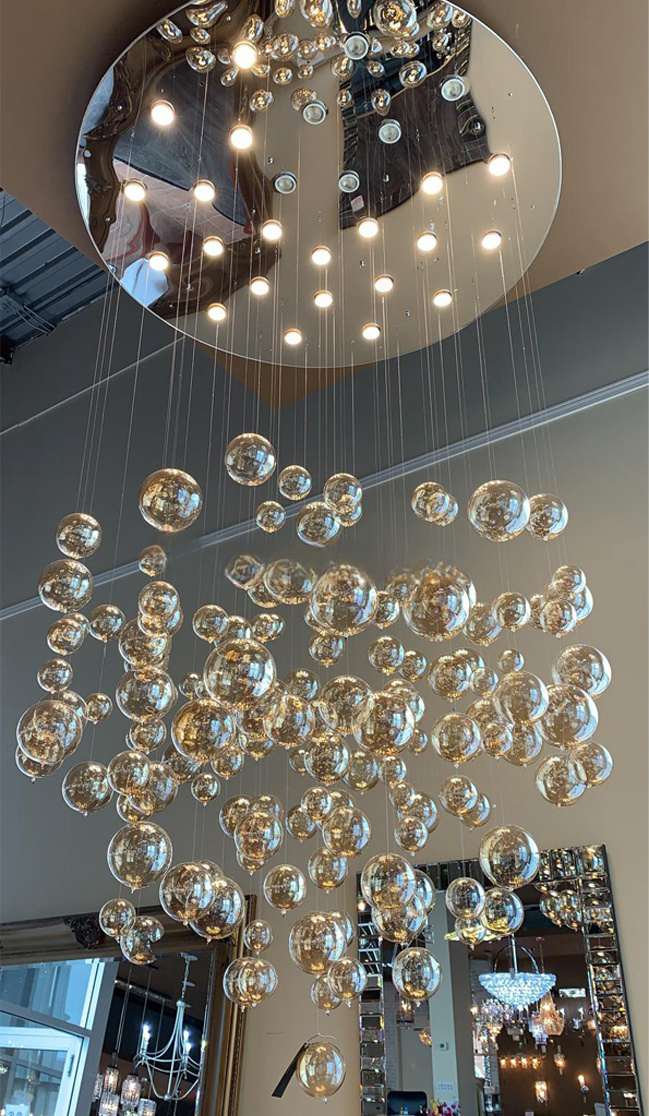 Customized Modern Glass Chandelier GU10 Hanging Staircase Chandelier Pendant Light For Room Villa supplier