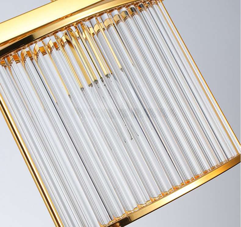 Modern Rectangular Gold Chrome Chandelier Glass LED Pendant Lights For Hotel Villa factory