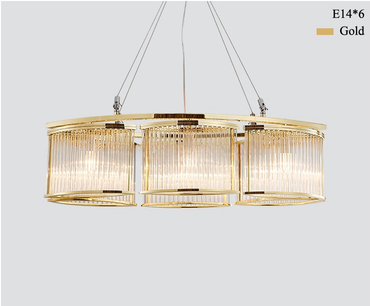 Modern Rectangular Gold Chrome Chandelier Glass LED Pendant Lights For Hotel Villa factory