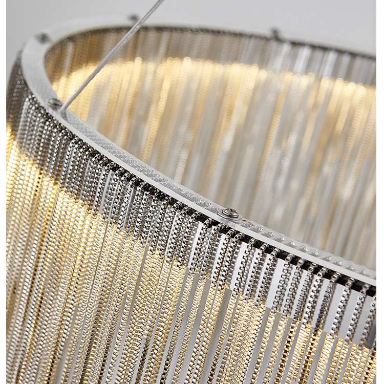 Hotel Project Iron Aluminum Chains Ring LED Chandeliers Pendant Light For Villa Living Room factory