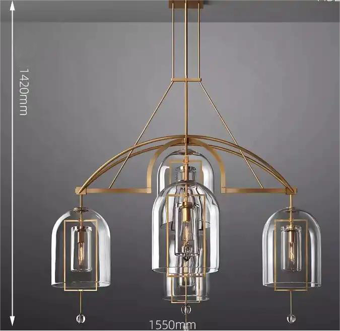 New Design Villa Living Room Brass Metal Glass Pendant Light For Bedroom supplier