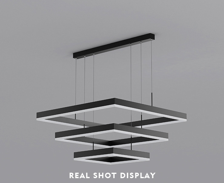Ceiling Designer Suspended Curve Linear Acrylic Chandelier Modern Square LED Pendant Light supplier