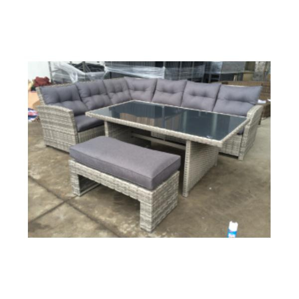 Elevate your patio decor with a modern sofa.