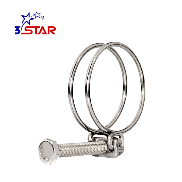 Double wire hose clip