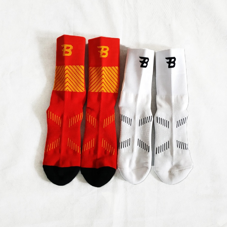 Custom Logo Design Men's Basketball Sports Socks Long Ribbed Cotton Spandex With High Crew Free Sample OEM Service details