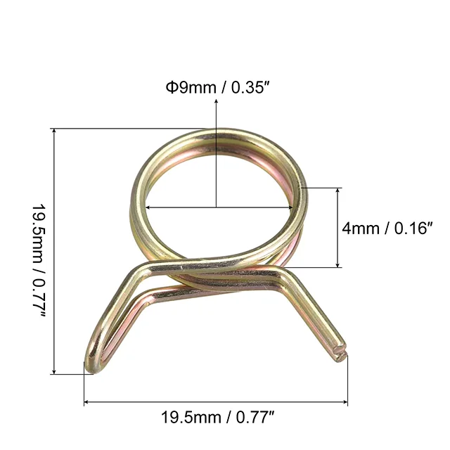 Custom 65Mn Steel Uxcell Double Wire Spring Hose Clamp Hose Fuel Line Silicone Tube Spring Clips factory