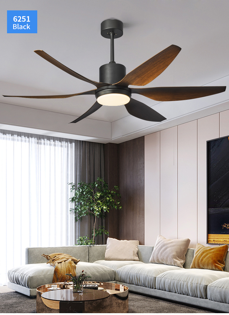 Black 6blade Nordic Ceiling Fan Light Dining Living Room Black 6 Blades Ceiling Fans with Lights and Remote Control for Bedroom manufacture
