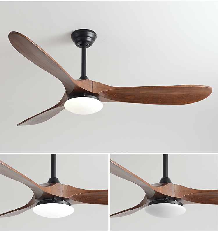 High Quality Propeller Ceiling Fan Light Minimalist Ceiling Fan with Light 3 Metal Blades Ce Rohs EMC Fan and Light in Ceiling details