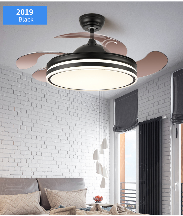 Modern White Ceiling Fan with Light for Bedroom 110V 220V Fan Lamp 72w Led Ceiling Fan Light and Remote Control 3 Color Dimmable factory