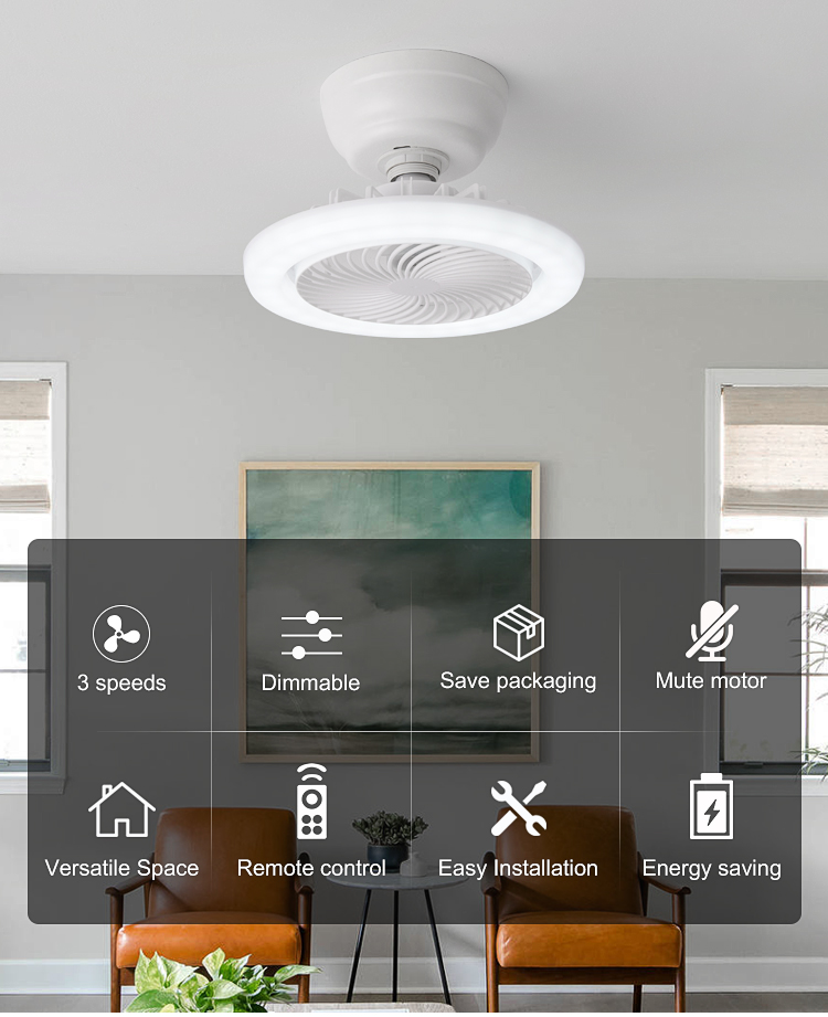 Factory Socket Fan Light Bulb Small Socket Fan Light Dimmable Screw in Socket Fan Light with Remote Control manufacture