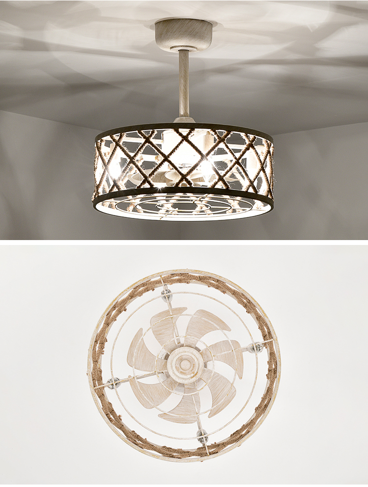Vintage Rustic Look Room White Ceiling Fan with Light Flush Mount Small Ceiling Fan with Light and Remote Small for Bedroom Home manufacture