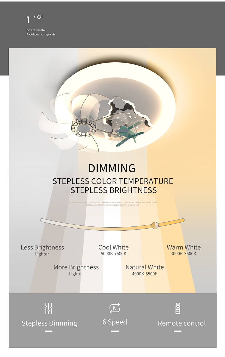 XD214 360° Rotating Children's LED Ceiling Fan Light DC Motor App Control Via Tuya Alexa Google Installation Services Included factory