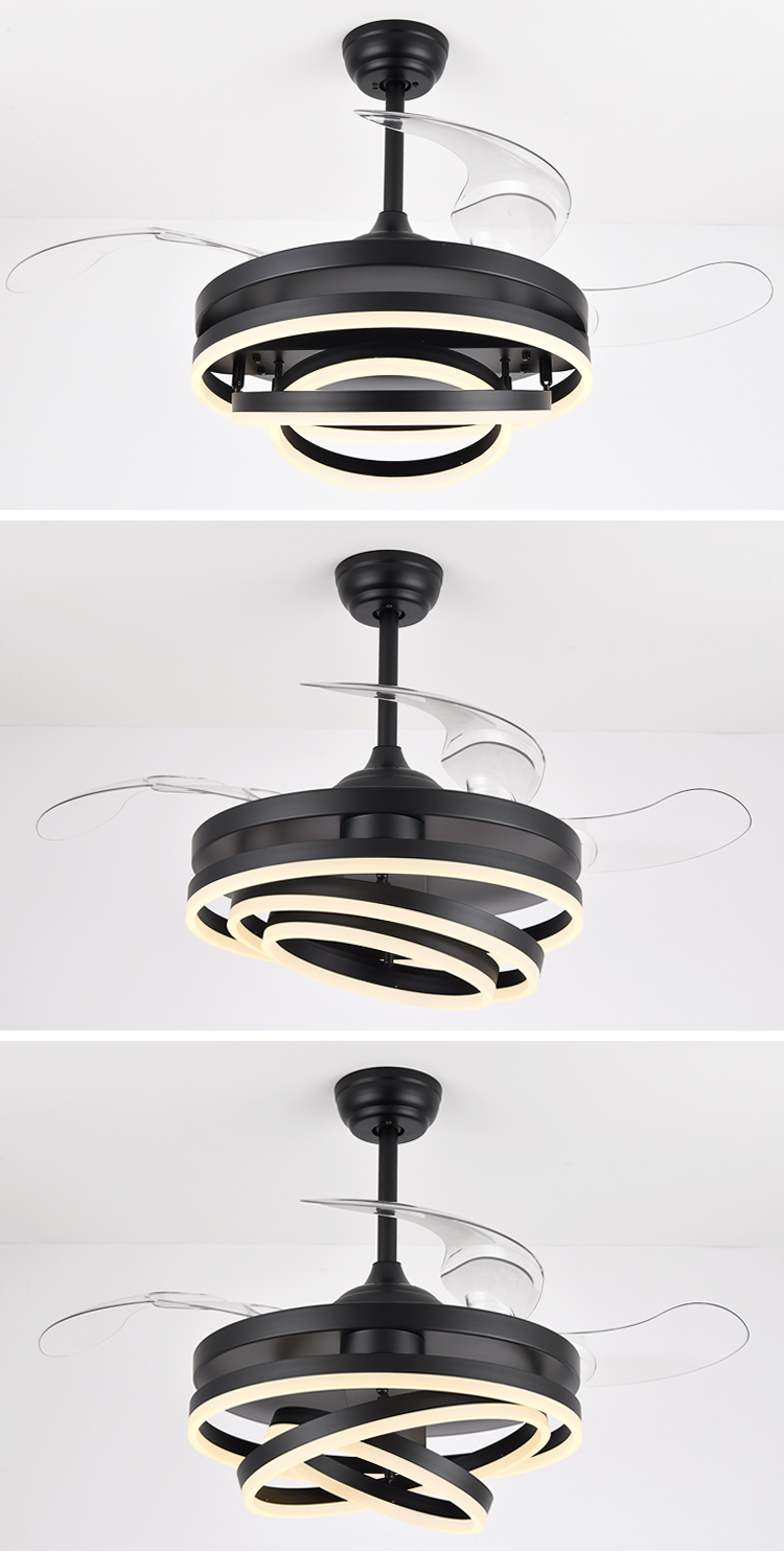 Unique Modern White Ceiling Fan with Light for Bedroom Fan Lamp 72w Led Ceiling Fans Light and Remote Control 3 Colors Dimmable factory