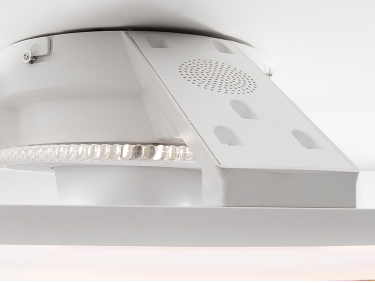 XD273 New Wood Grain Fan Light with Speaker and with Light Lamps with Fan App Control Tuya Alexa Google Control manufacture