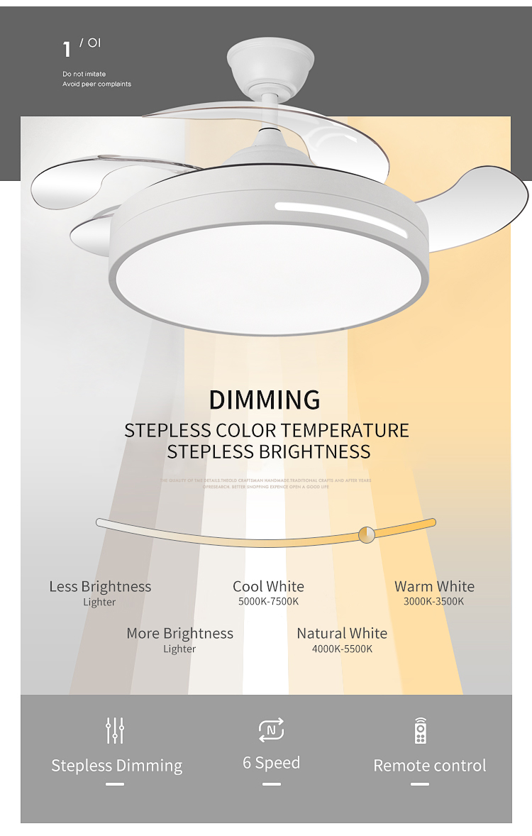 Y095 Modern Remote Control 42 Inch Bladeless 110/220v Ceiling Fans with Lights Lamp Led Designer Luz Con Ventilador Oculto Techo details
