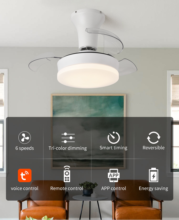 Y082 Modern Remote Control 22 Inch Bladeless 110/220v Ceiling Fans with Lights Lamp Led Designer Luz Con Ventilador Oculto Techo details