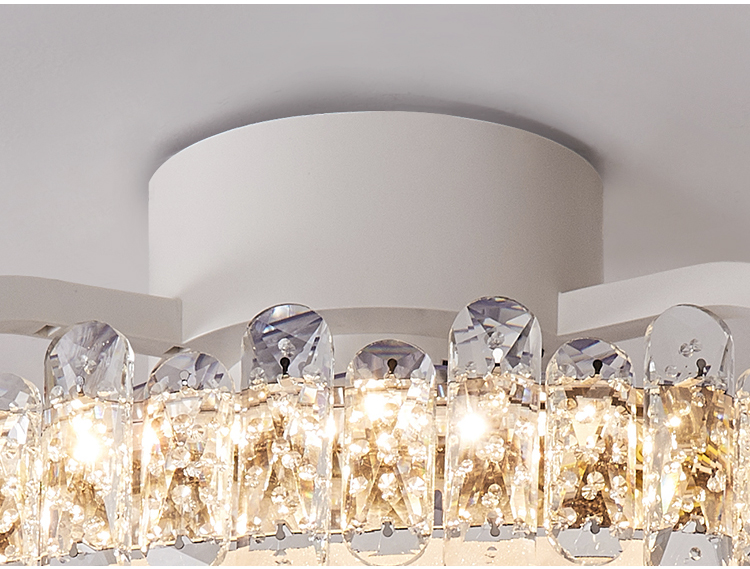 5 Shades Luxury Bedroom Led Lamp With Fan Ceiling Fan with Light Flush Mount Low Profile Crystal Caged Fan Light for Living Room details