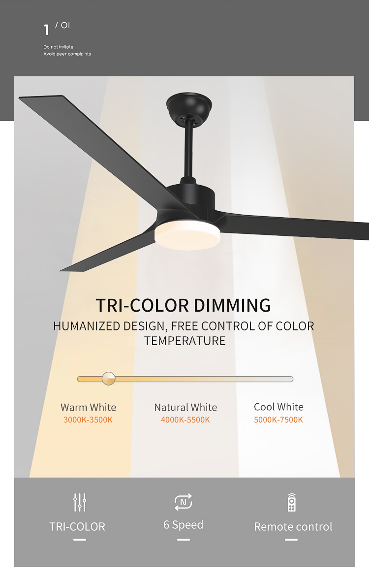Big Indoor Fan with Light Low Profile Ceiling Fans with Lights Large Modern 60 Inch Ceiling Fan with Light and Remote Control factory