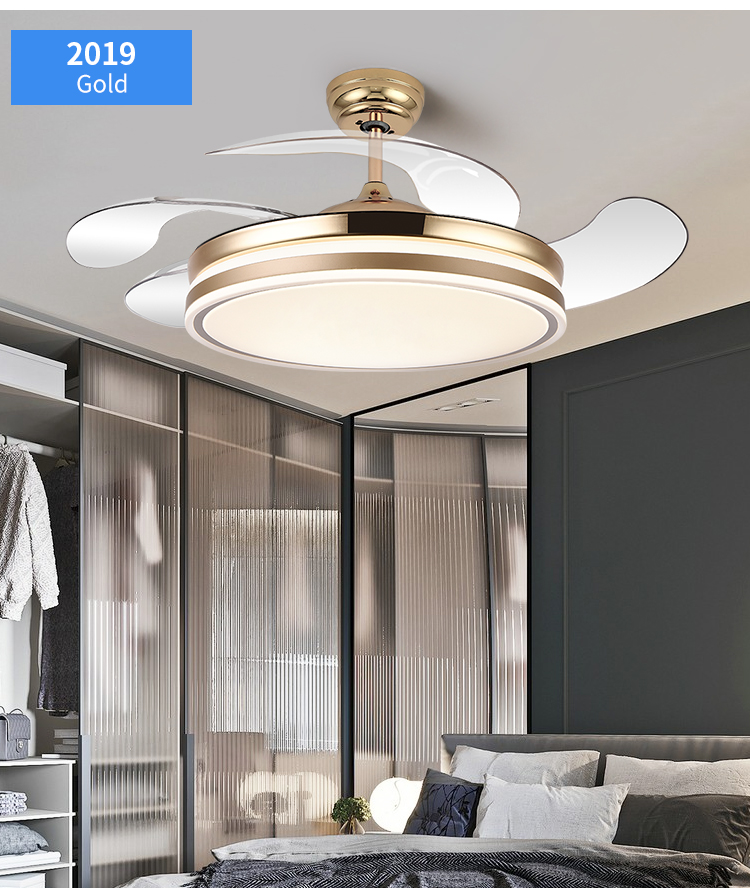 Modern White Ceiling Fan with Light for Bedroom 110V 220V Fan Lamp 72w Led Ceiling Fan Light and Remote Control 3 Color Dimmable details