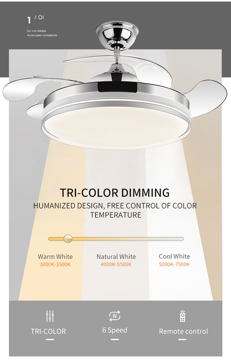 Y188 Modern Remote Control 42inch Bladeless 110/220v Ceiling Fans with Lights Lamp Led Designer Luz Con Ventilador Oculto Techo factory