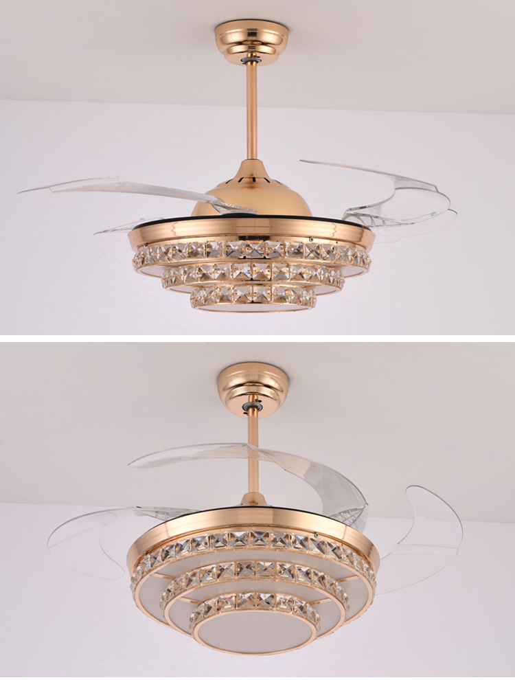 New Designer Gold Nickel Decorative Fan with Light Ceiling Fan with Lights for Hall Living Room Popular Deadline Light with Fan details