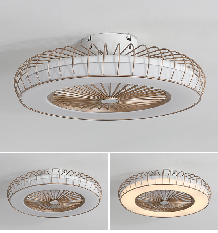 Flush Mount Cage Ceiling Fan Light Farmhouse Caged Rattan Style Ceiling Fan Light Vintage Ceiling Fan with Light for Bedroom details