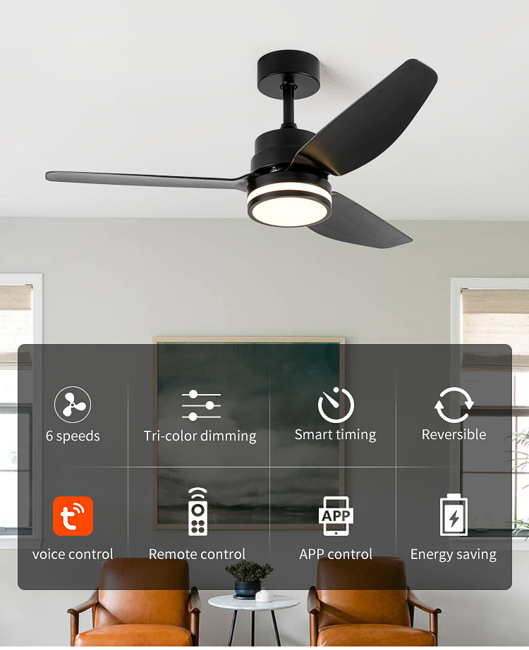 White Black Fandelier Ceiling Fan with Light Ceiling Fan Light with Remote Control Led Black Ceiling Fan Lamps for Living Room factory