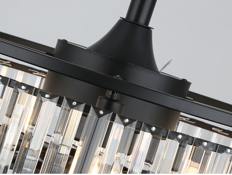 Luxury Bedroom Led Lamp With Fan Ceiling Fan with Light Downrod Flush Mount Low Profile Crystal Caged Fan Light for Living Room factory
